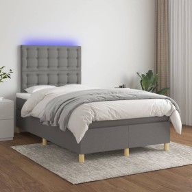 Box spring bed with mattress and LED dark gray fabric 120x200 cm by , Beds and slatted bases - Ref: Foro24-3135742, Price: 39...