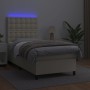 Cama box spring colchón y LED cuero sintético crema 100x200 cm de , Camas y somieres - Ref: Foro24-3135929, Precio: 410,49 €,...