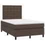 Box spring bed with mattress and LED brown synthetic leather 120x200 cm by , Beds and slatted bases - Ref: Foro24-3135936, Pr...