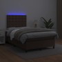 Box spring bed with mattress and LED brown synthetic leather 120x200 cm by , Beds and slatted bases - Ref: Foro24-3135936, Pr...