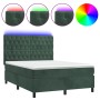 Cama box spring colchón y LED terciopelo verde oscuro 140x200cm de , Camas y somieres - Ref: Foro24-3136308, Precio: 579,32 €...