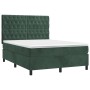 Cama box spring colchón y LED terciopelo verde oscuro 140x200cm de , Camas y somieres - Ref: Foro24-3136308, Precio: 553,96 €...