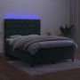 Cama box spring colchón y LED terciopelo verde oscuro 140x200cm de , Camas y somieres - Ref: Foro24-3136308, Precio: 553,96 €...