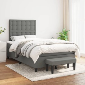 Cama box spring con colchón tela gris oscuro 120x200 cm de , Camas y somieres - Ref: Foro24-3136902, Precio: 443,84 €, Descue...