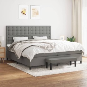 Cama box spring con colchón tela gris oscuro 200x200 cm de , Camas y somieres - Ref: Foro24-3136942, Precio: 650,91 €, Descue...