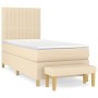 Cama box spring con colchón tela color crema 90x190 cm de , Camas y somieres - Ref: Foro24-3137282, Precio: 399,03 €, Descuen...