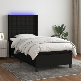 Box spring bed mattress and LED lights black fabric 80x200 cm by , Beds and slatted bases - Ref: Foro24-3138591, Price: 310,5...