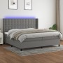 Box spring bed mattress and LED lights light gray fabric 200x200 cm by , Beds and slatted bases - Ref: Foro24-3138662, Price:...