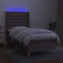 Boxspringbett mit Matratze und LED-Leuchten taupegrauer Stoff 90x200 cm von , Betten und Lattenroste - Ref: Foro24-3139169, P...