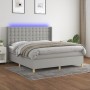 Box spring bed mattress and LED lights light gray fabric 160x200 cm by , Beds and slatted bases - Ref: Foro24-3139205, Price:...