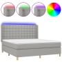 Cama box spring colchón y luces LED tela gris claro 160x200 cm de , Camas y somieres - Ref: Foro24-3139205, Precio: 598,79 €,...