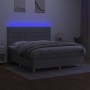 Box spring bed mattress and LED lights light gray fabric 160x200 cm by , Beds and slatted bases - Ref: Foro24-3139205, Price:...