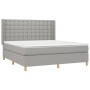 Box spring bed mattress and LED lights light gray fabric 160x200 cm by , Beds and slatted bases - Ref: Foro24-3139205, Price:...