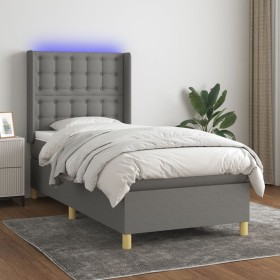 Boxspringbettmatratze und LED-Leuchten dunkelgrauer Stoff 100x200 cm von , Betten und Lattenroste - Ref: Foro24-3139174, Prei...