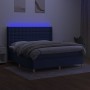 Box spring bed mattress and LED lights blue fabric 160x200 cm by , Beds and slatted bases - Ref: Foro24-3139211, Price: 588,6...