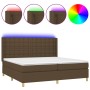 Cama box spring colchón luces LED tela marrón oscuro 200x200 cm de , Camas y somieres - Ref: Foro24-3139224, Precio: 674,99 €...