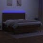 Box spring bed mattress LED lights dark brown fabric 200x200 cm by , Beds and slatted bases - Ref: Foro24-3139224, Price: 705...