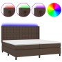 Cama box spring colchón y LED cuero sintético marrón 200x200 cm de , Camas y somieres - Ref: Foro24-3139406, Precio: 748,37 €...