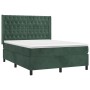 Cama box spring colchón y LED terciopelo verde oscuro 140x190cm de , Camas y somieres - Ref: Foro24-3139742, Precio: 548,48 €...