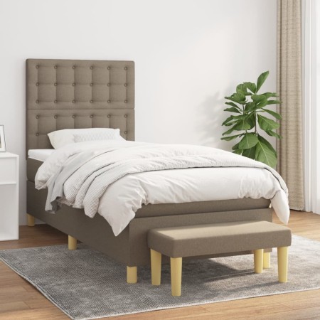 Box spring bed with taupe gray fabric mattress 90x190 cm by , Beds and slatted bases - Ref: Foro24-3137441, Price: 401,59 €, ...