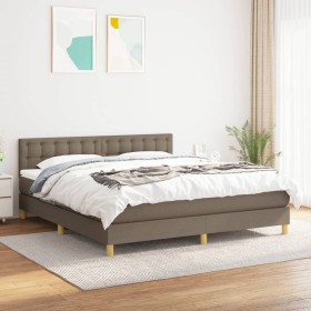 Box spring bed with taupe gray fabric mattress 160x200 cm by , Beds and slatted bases - Ref: Foro24-3140949, Price: 519,76 €,...