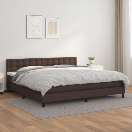 Boxspringbett mit brauner Kunstledermatratze 200x200 cm von , Betten und Lattenroste - Ref: Foro24-3141146, Preis: 639,99 €, ...