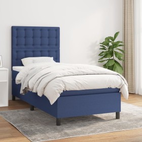 Box spring bed with blue fabric mattress 90x190 cm by , Beds and slatted bases - Ref: Foro24-3142063, Price: 352,36 €, Discou...