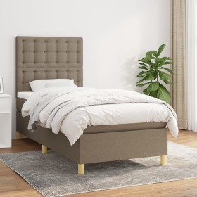 Box spring bed with taupe gray fabric mattress 90x200 cm by , Beds and slatted bases - Ref: Foro24-3142629, Price: 360,80 €, ...