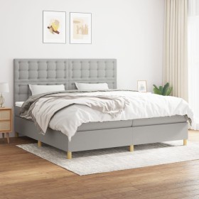 Cama box spring con colchón tela gris claro 200x200 cm de , Camas y somieres - Ref: Foro24-3142681, Precio: 618,56 €, Descuen...