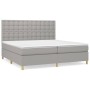 Cama box spring con colchón tela gris claro 200x200 cm de , Camas y somieres - Ref: Foro24-3142681, Precio: 639,35 €, Descuen...