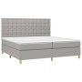 Cama box spring con colchón tela gris claro 200x200 cm de , Camas y somieres - Ref: Foro24-3142681, Precio: 639,35 €, Descuen...