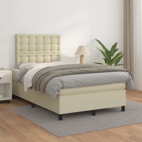 Cama box spring con colchón cuero sintético crema 120x200 cm de , Camas y somieres - Ref: Foro24-3142835, Precio: 409,99 €, D...