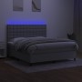 Box spring bed mattress and LED lights light gray fabric 160x200 cm by , Beds and slatted bases - Ref: Foro24-3135205, Price:...