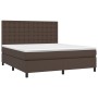 Cama box spring colchón y LED cuero sintético marrón 180x200 cm de , Camas y somieres - Ref: Foro24-3135960, Precio: 670,99 €...