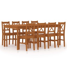 Conjunto de comedor 9 piezas madera de pino marrón miel de , muebles para cocinas y comedores - Ref: Foro24-283386, Precio: 5...