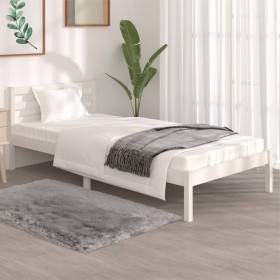 Solid white pine wood bed frame 90x190 cm by , Beds and slatted bases - Ref: Foro24-810396, Price: 69,66 €, Discount: %