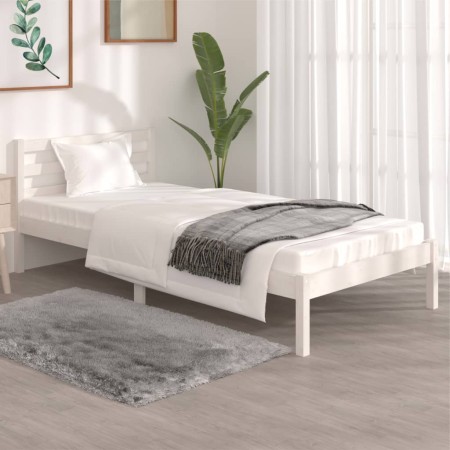 Estructura de cama madera maciza de pino blanco 90x190 cm de , Camas y somieres - Ref: Foro24-810396, Precio: 70,06 €, Descue...