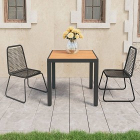 3-teiliges Garten-Essset aus PVC-Rattan in Schwarz und Braun von , Gartensets - Ref: Foro24-3060124, Preis: 256,42 €, Rabatt: %