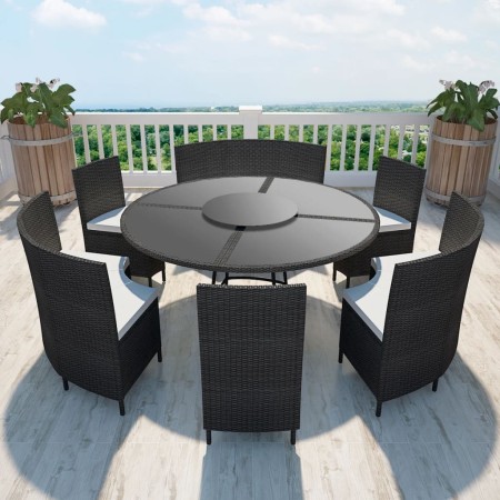 7-piece garden dining set and black synthetic rattan cushions by , Garden sets - Ref: Foro24-43098, Price: 1,00 €, Discount: %