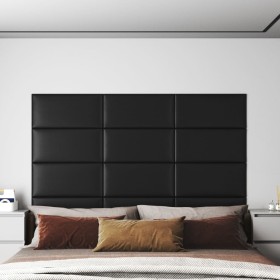 Wall panels 12 pcs black synthetic leather 60x30 cm 2.16 m² by , Wall covering - Ref: Foro24-343855, Price: 67,61 €, Discount: %