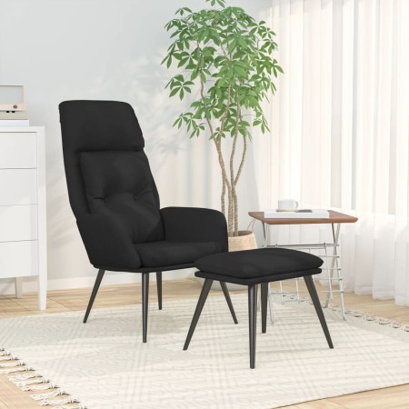 Sillón de relax con taburete tela de microfibra negro de , Sillones - Ref: Foro24-3097738, Precio: 151,99 €, Descuento: %