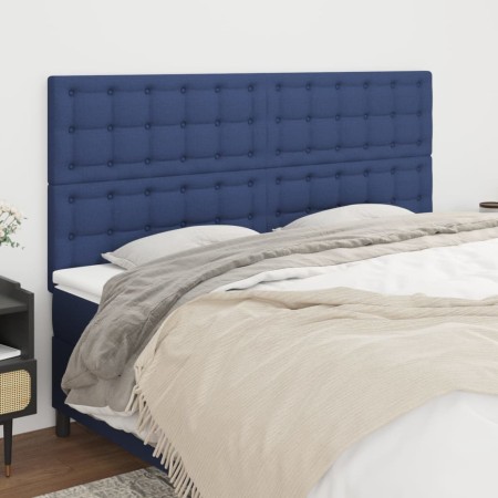 Cabeceros 4 unidades de tela azul 100x5x78/88 cm de , Cabeceros y pies de cama - Ref: Foro24-3116794, Precio: 118,54 €, Descu...