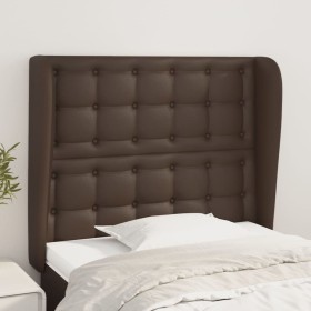 Cabecero con orejas cuero sintético marrón 103x23x118/128cm de , Cabeceros y pies de cama - Ref: Foro24-3118043, Precio: 80,9...