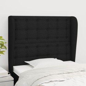 Cabecero con orejas de tela negro 83x23x118/128 cm de , Cabeceros y pies de cama - Ref: Foro24-3118366, Precio: 78,99 €, Desc...