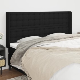 Cabecero con orejas de tela negro 203x16x118/128 cm de , Cabeceros y pies de cama - Ref: Foro24-3120038, Precio: 120,66 €, De...