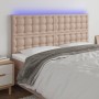 Headboard LED lights cappuccino synthetic leather 180x5x118/128 cm by , Headboards and footboards - Ref: Foro24-3122531, Pric...