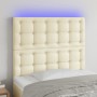 Headboard with LED lights cream synthetic leather 100x5x118/128 cm by , Headboards and footboards - Ref: Foro24-3122510, Pric...