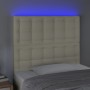 Headboard with LED lights cream synthetic leather 100x5x118/128 cm by , Headboards and footboards - Ref: Foro24-3122510, Pric...