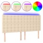 Headboard with LED lights cream fabric 160x5x118/128 cm by , Headboards and footboards - Ref: Foro24-3122869, Price: 131,30 €...