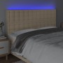 Headboard with LED lights cream fabric 160x5x118/128 cm by , Headboards and footboards - Ref: Foro24-3122869, Price: 131,30 €...